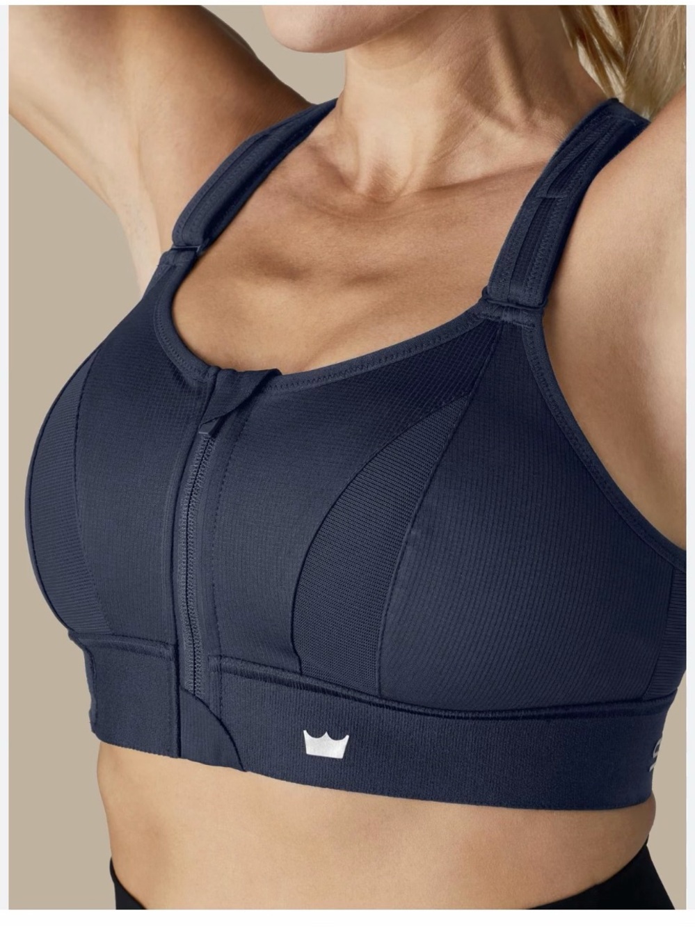 SHEFIT Black and Purple Front-Zip High Support Sports Bra